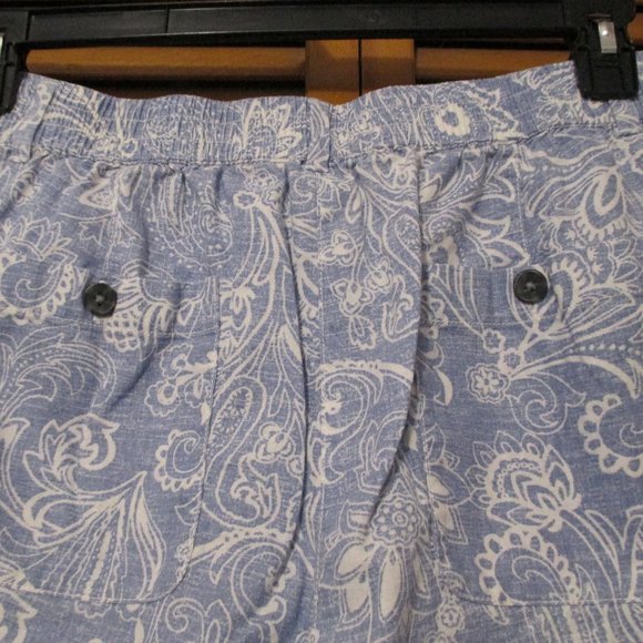 Talbots pants linen/cotton cropped wide leg, light blue & white size 14 - Picture 8 of 10